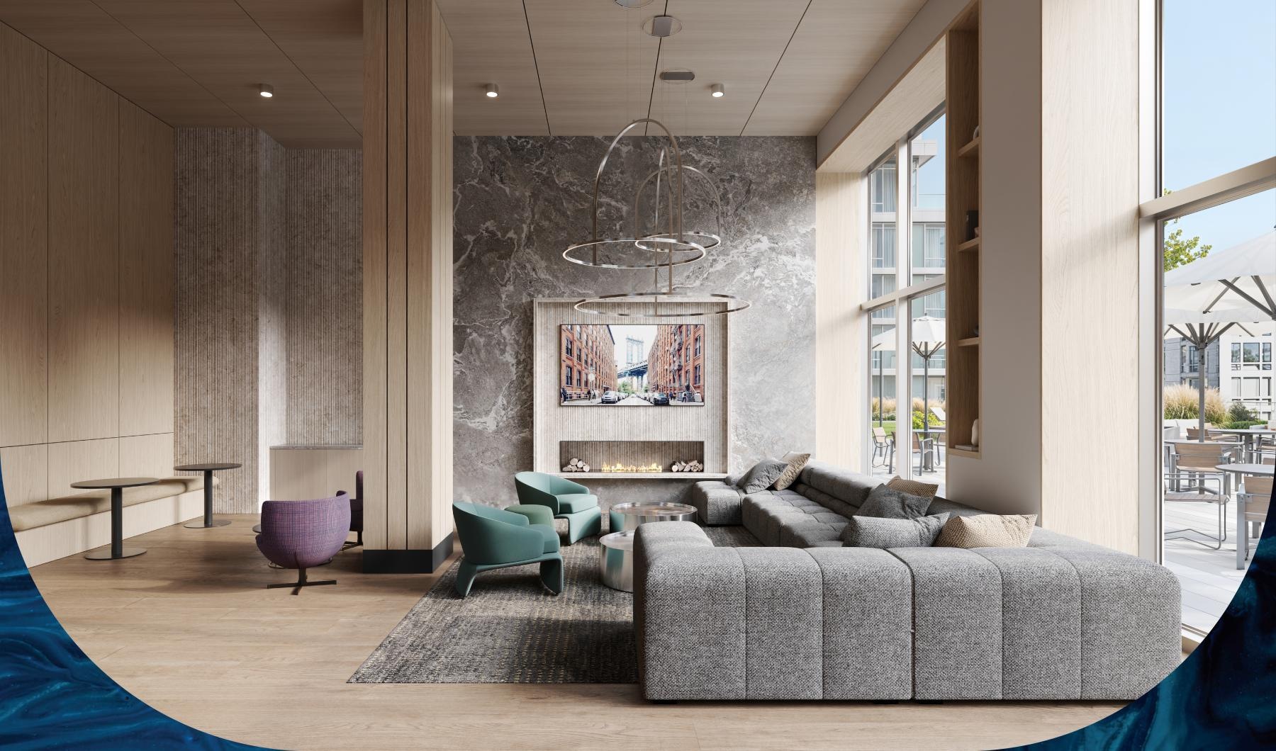 The essence of exceptional living spacious clubhouse with a fireplace