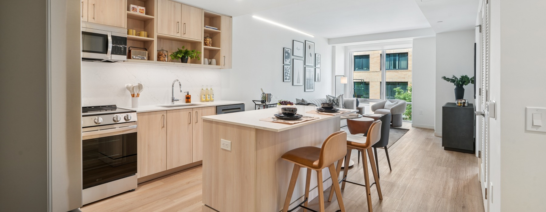 Well-lit kitchen with ample counter space